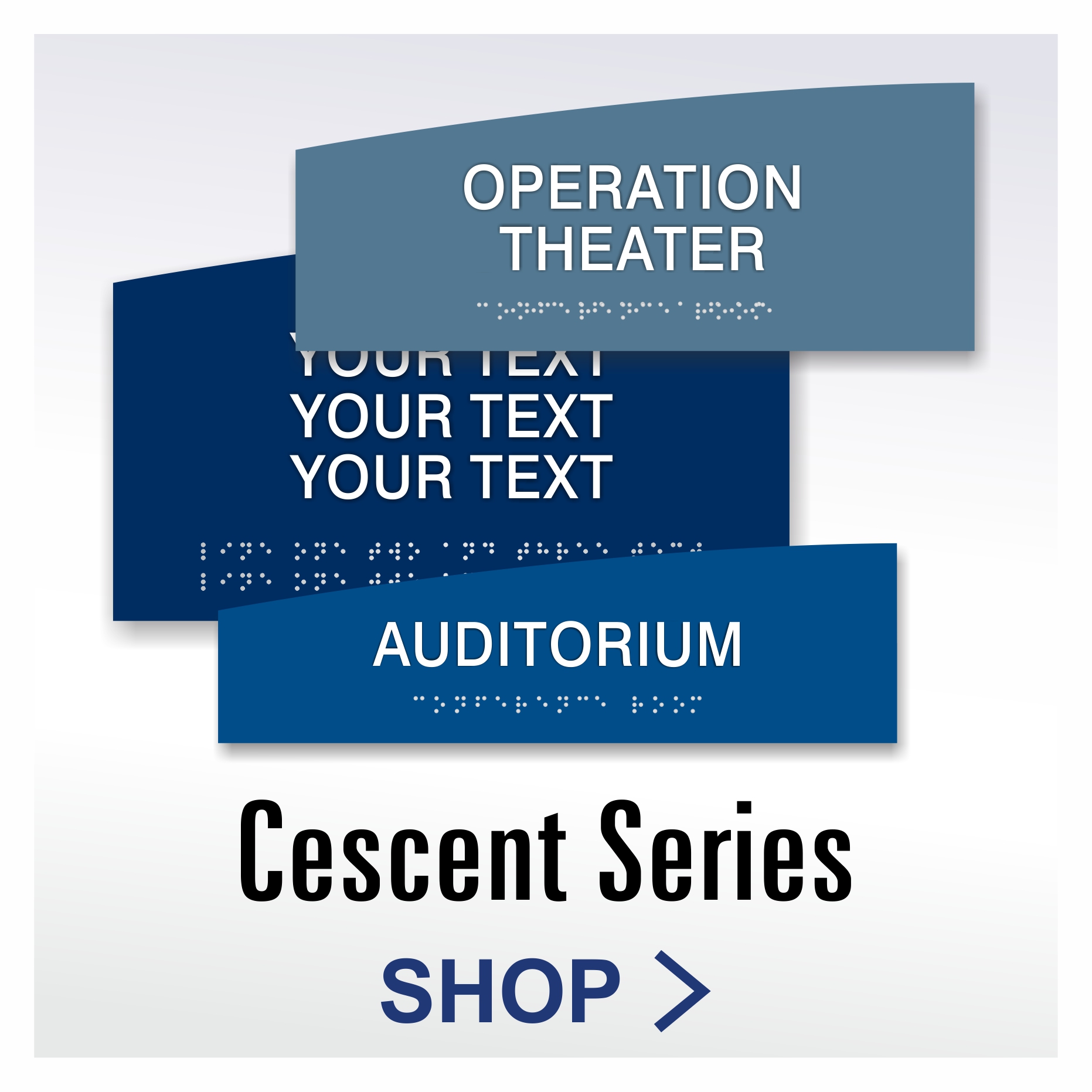 Crescent Series ADA braille office door signs